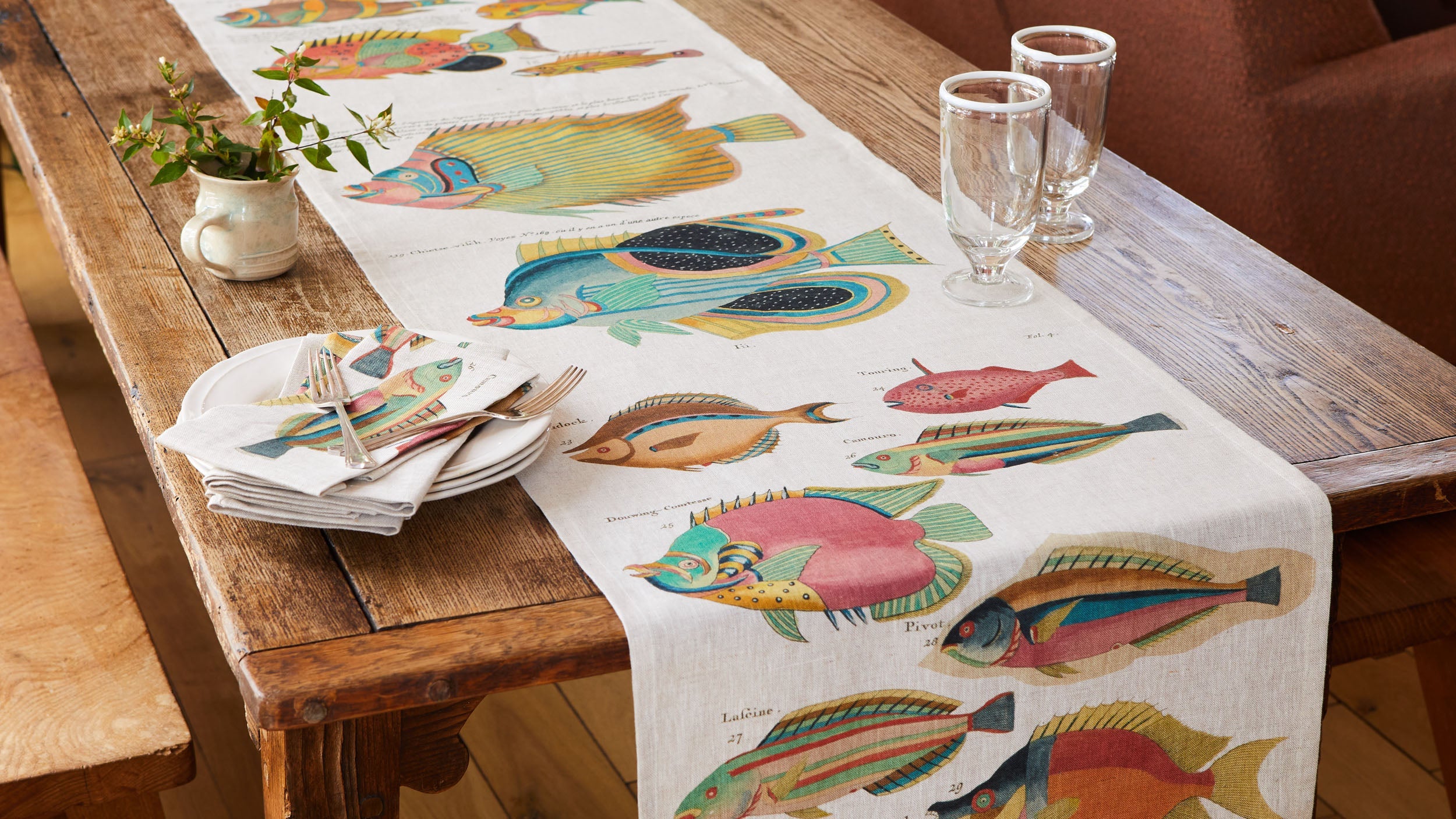 Fantastical Fish napkins and table runner