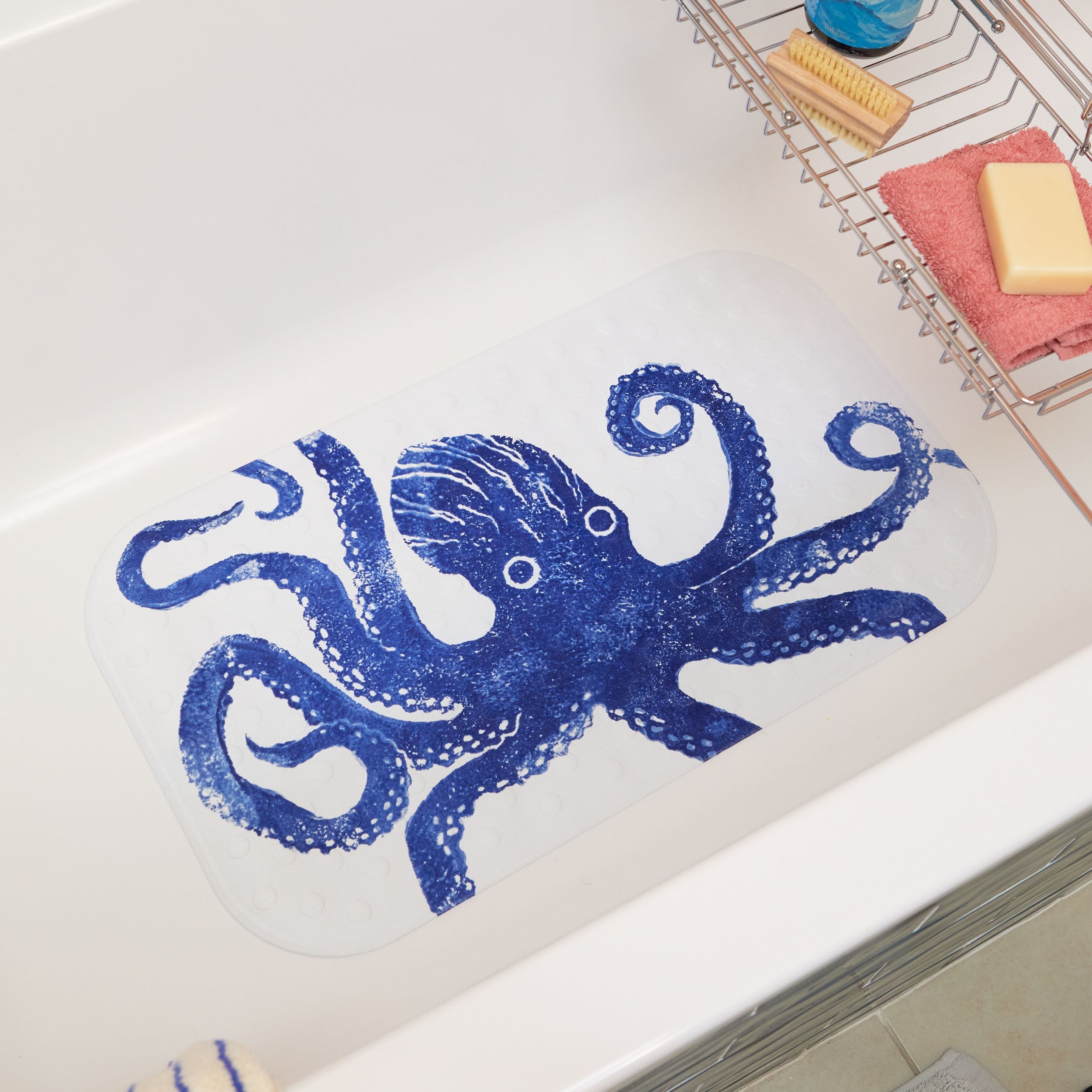 Creatures blue octopus in bathmat