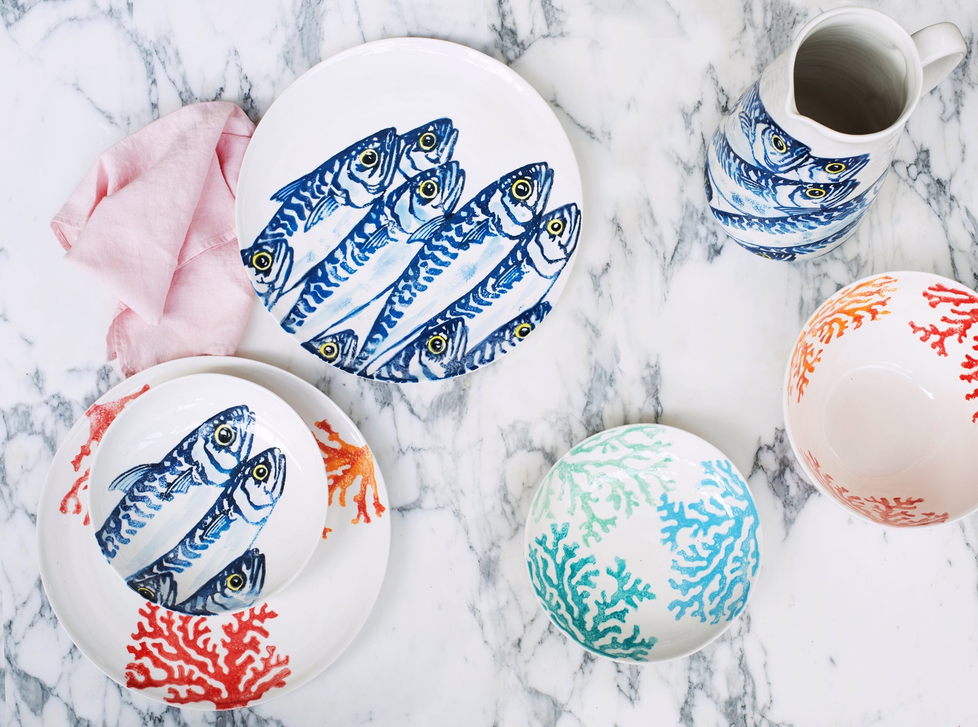 Creatures Coral and Mackerel serveware