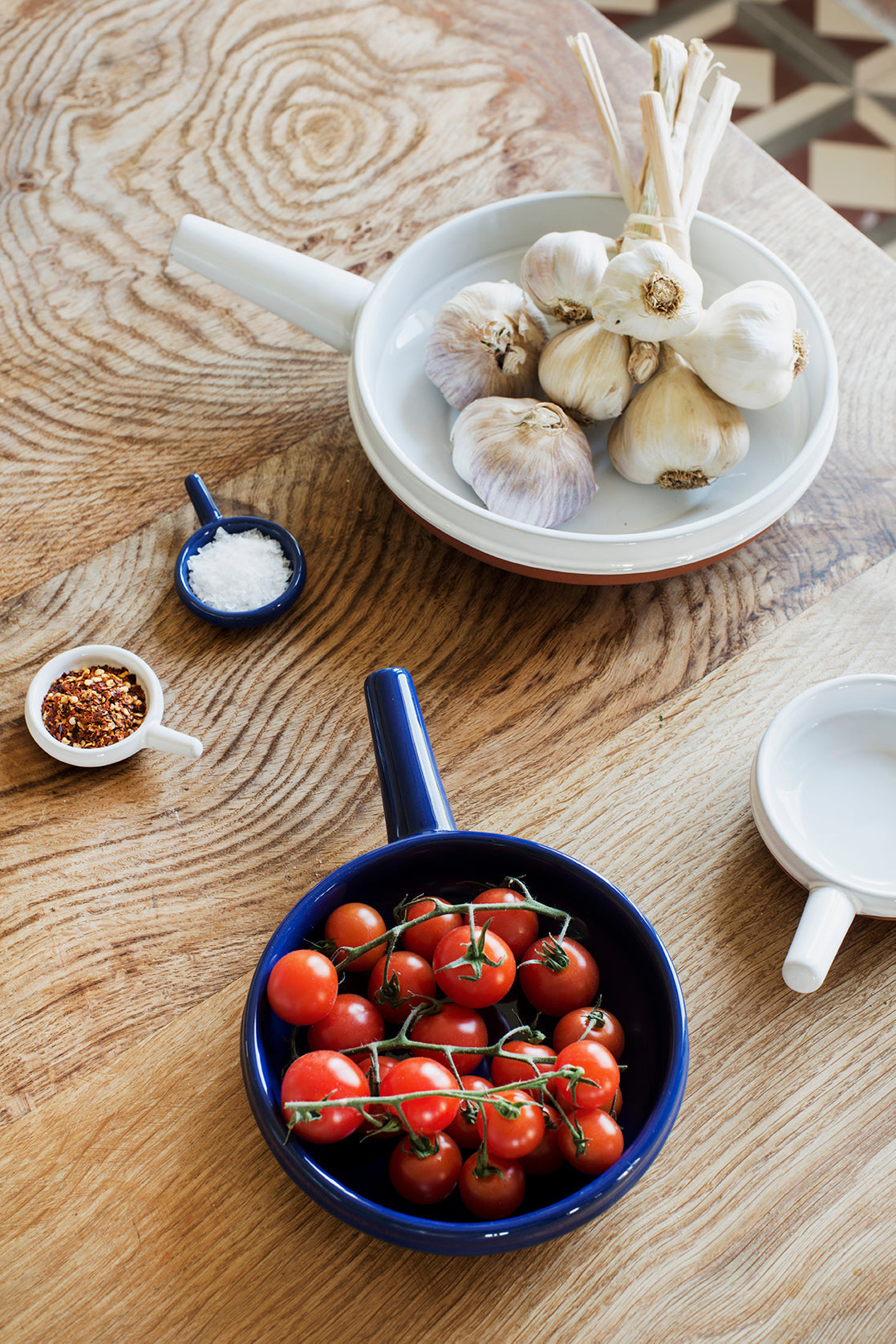 Rick Stein's blue and white cazuelas