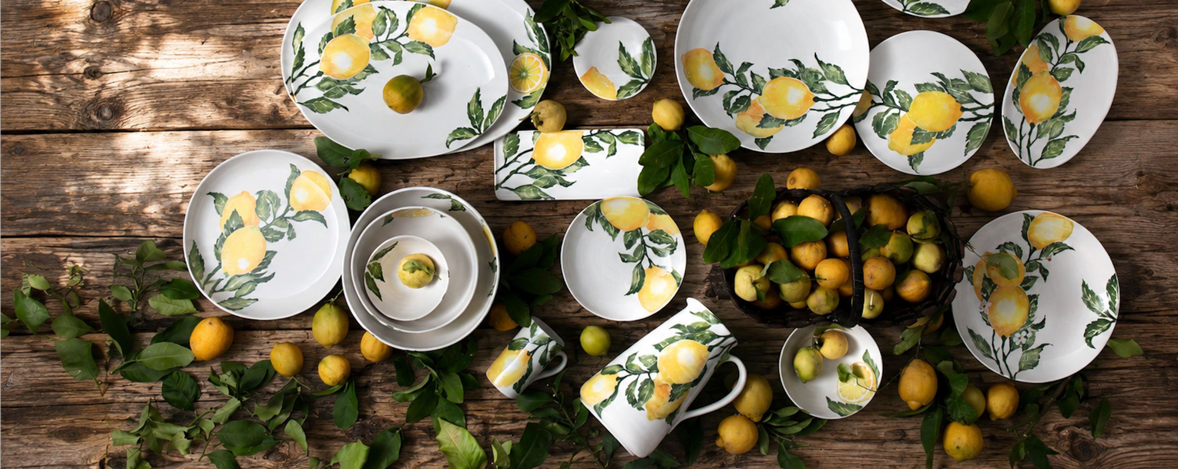 Lemons servware collection including jugs, platters and bowls