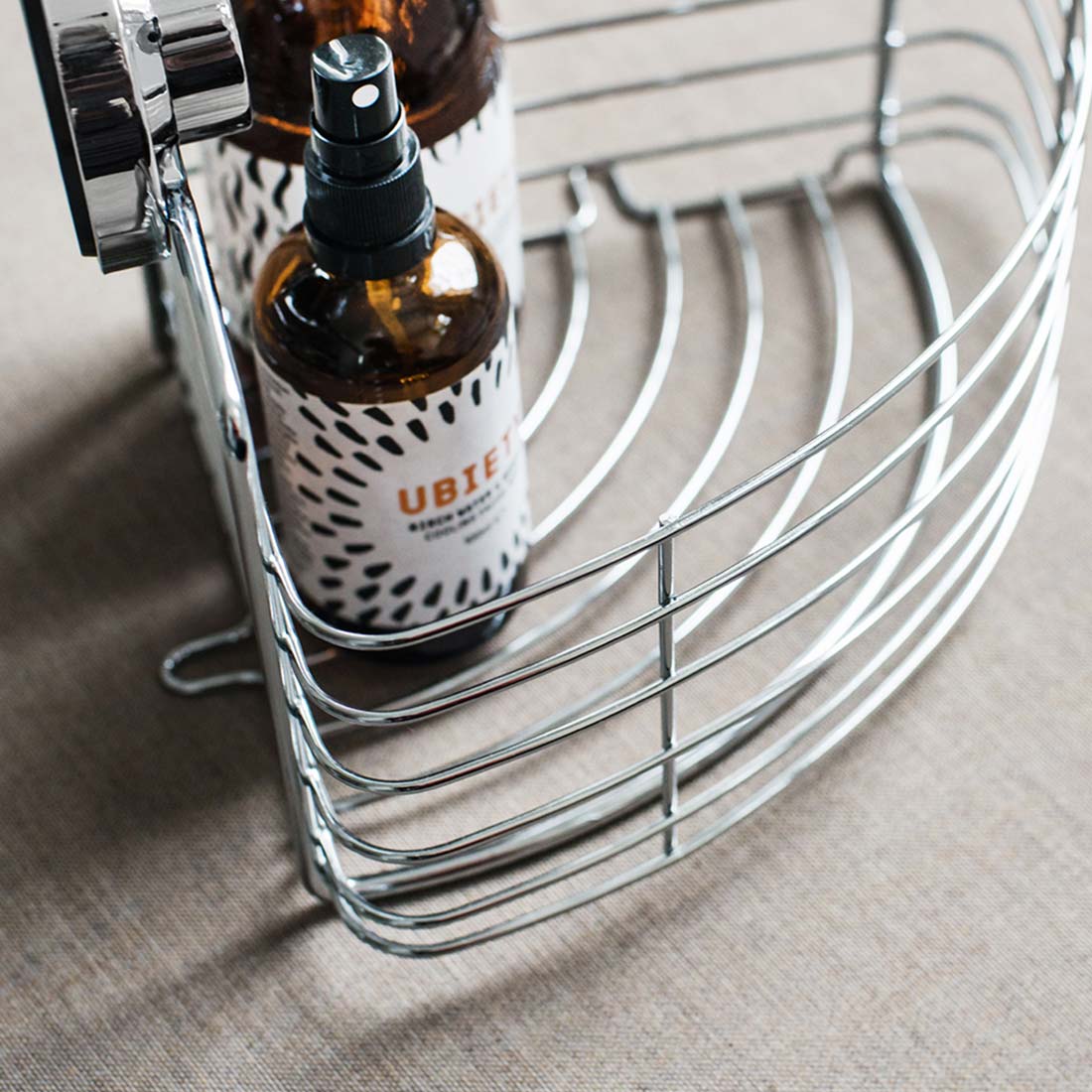 Lock n Roll Chrome Wire Corner Suction Shower Caddy