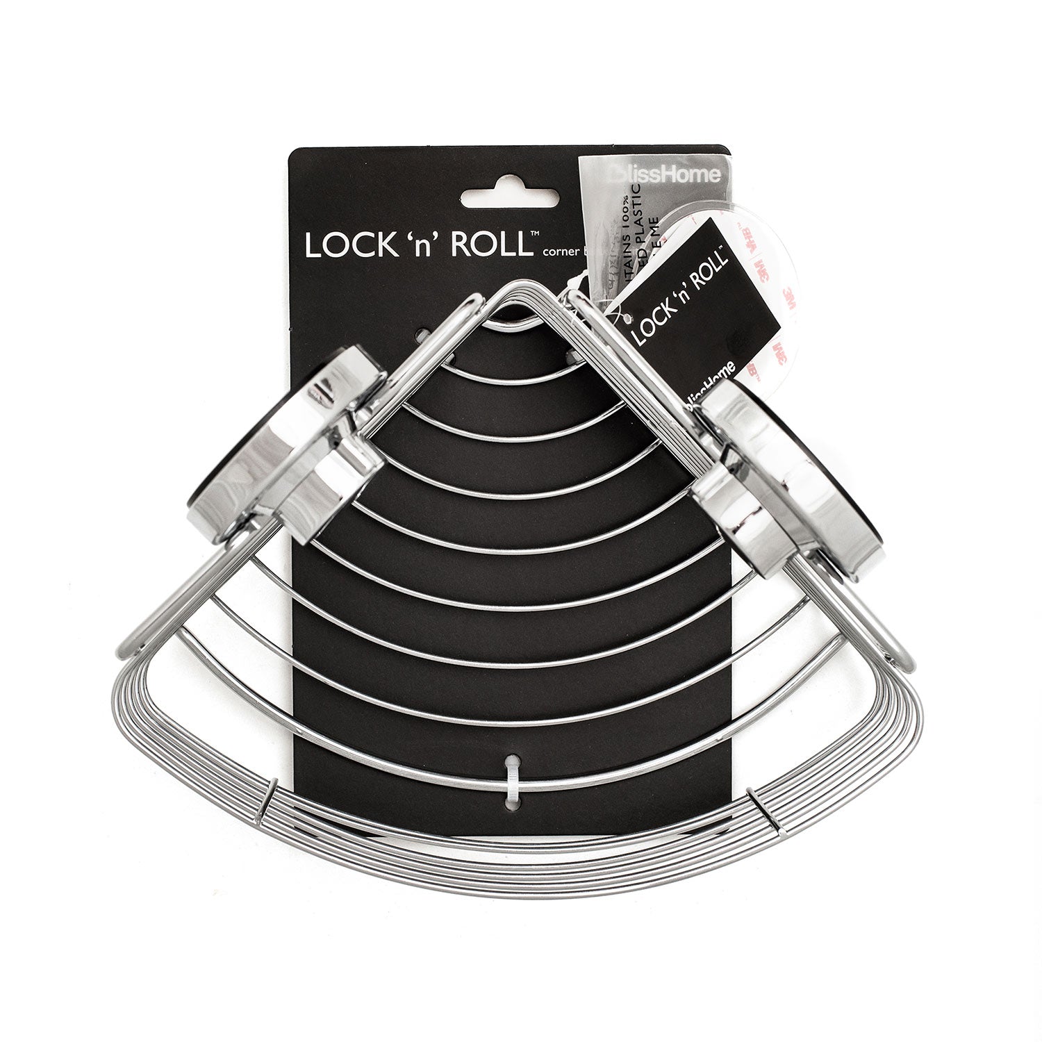 Lock n Roll Chrome Wire Corner Suction Shower Caddy