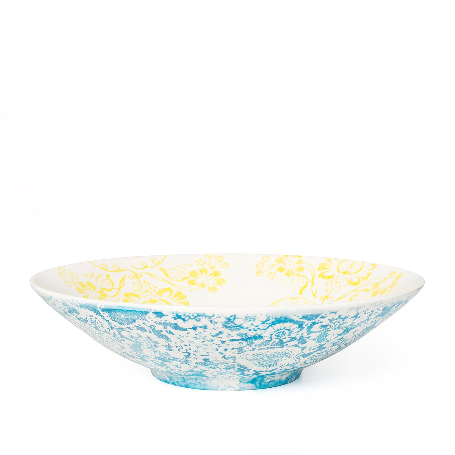 Wallpaper Serving Bowl Yellow & Blue