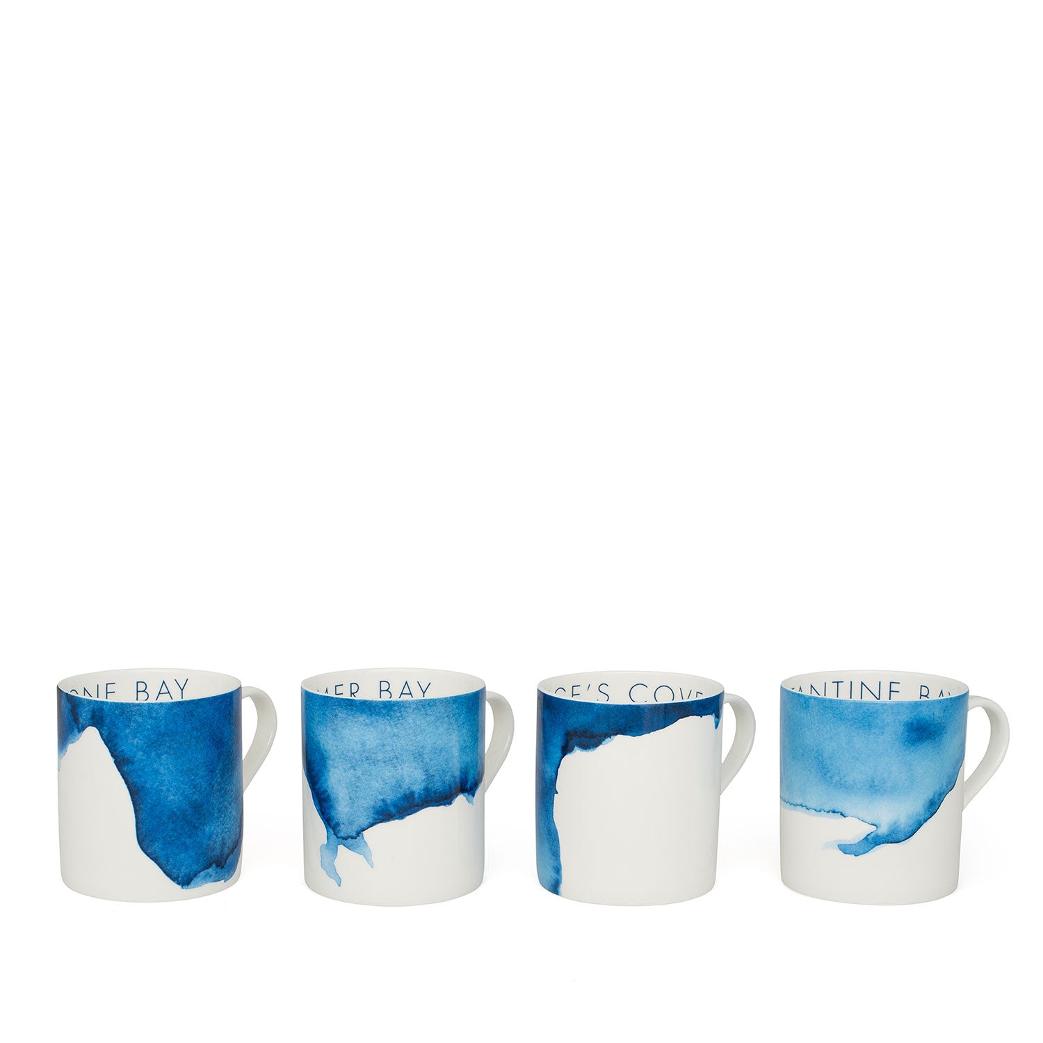 Coves Mug Set/4 DAYMER BAY, ST GEORGE'S COVE, TREVONE BAY, CONSTANTINE BAY